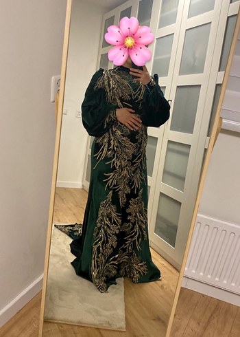 Siyah Uzun Kollu Etnik Desenli Henna Elbisesi - Görsel 3