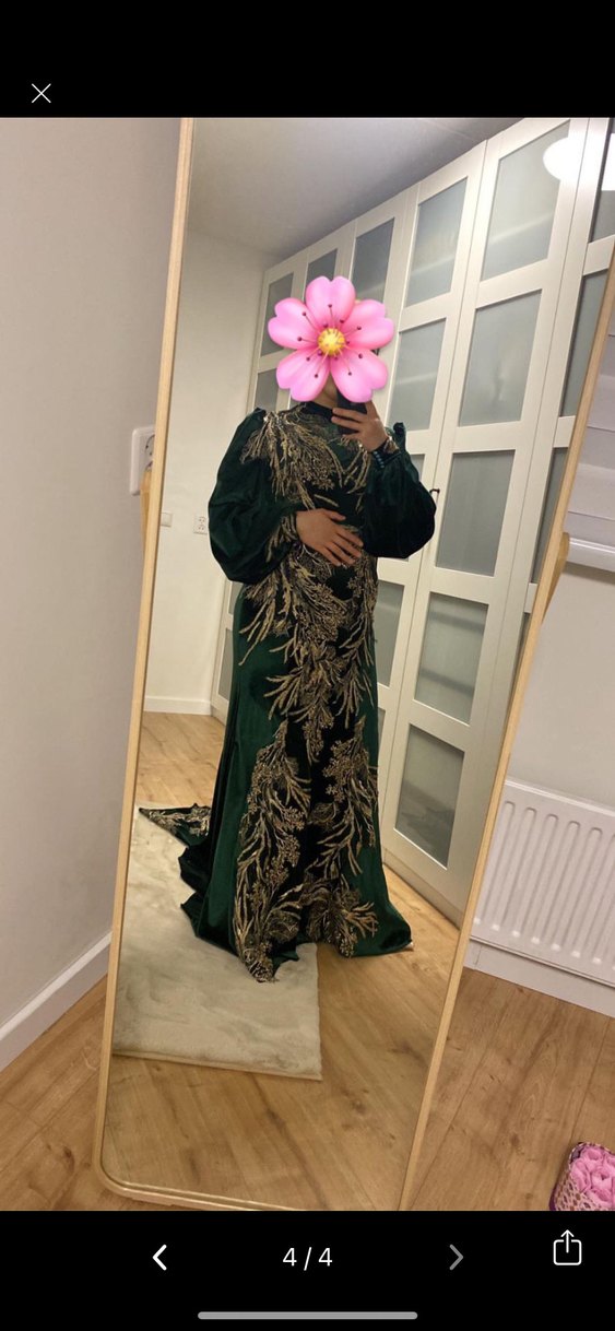 Siyah Uzun Kollu Etnik Desenli Henna Elbisesi - Görsel 3