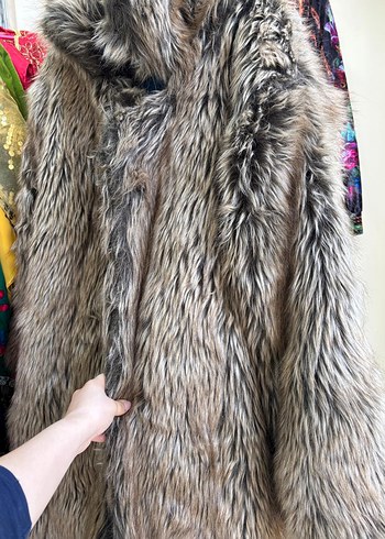 Kahverengi Leopar Desenli Uzun Kadın Kürk - Görsel 4