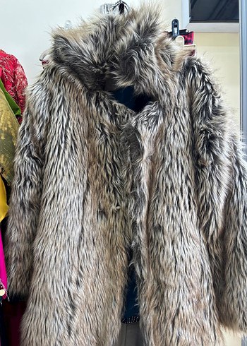 Kahverengi Leopar Desenli Uzun Kadın Kürk - Görsel 3