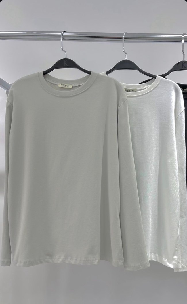 Uzun Kollu Basic Sweat (Beyaz) - Görsel 3