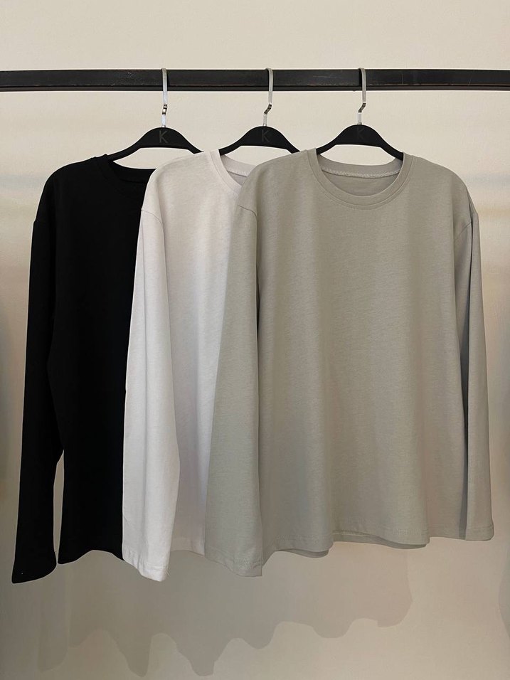 Uzun Kollu Basic Sweat (Beyaz) - Görsel 2