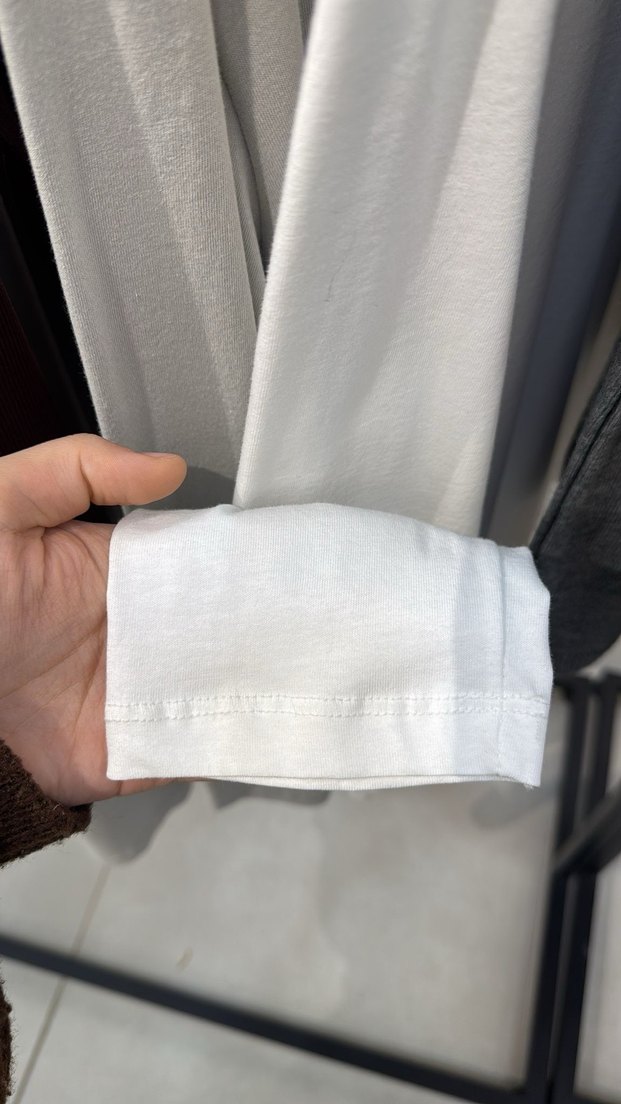 Uzun Kollu Basic Sweat (Beyaz) - Görsel 5