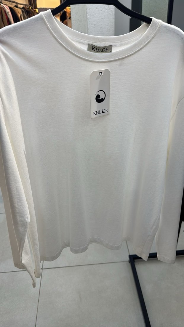 Uzun Kollu Basic Sweat (Beyaz) - Görsel 4