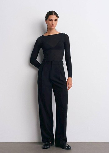 Kadın Siyah Uzun Kollu İnce Bluz - Görsel 2