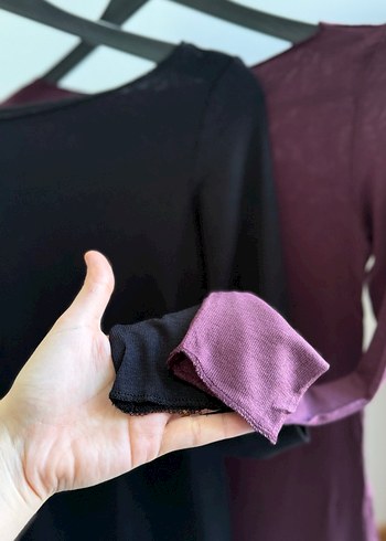 Bordo, Uzun Kollu Transparan bluz - Görsel 5