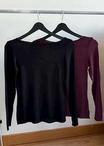 Bordo, Uzun Kollu Transparan bluz - Görsel 6