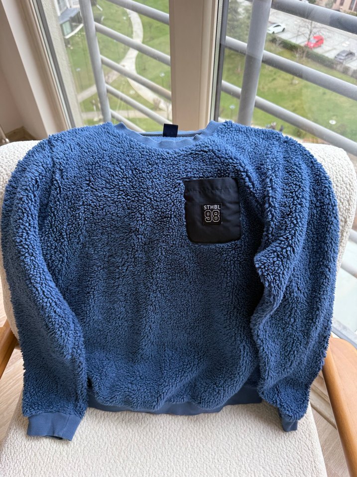 Erkek Çocuk Mavi Fermuarlı Streetwear ince mont - Görsel 4