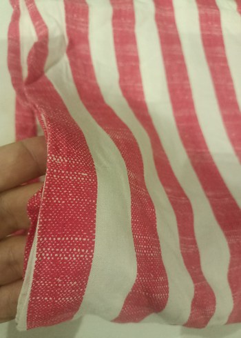 Viskon İnce Kumaş Kırmızı Çizgili Kadın Pantolonu - Görsel 3