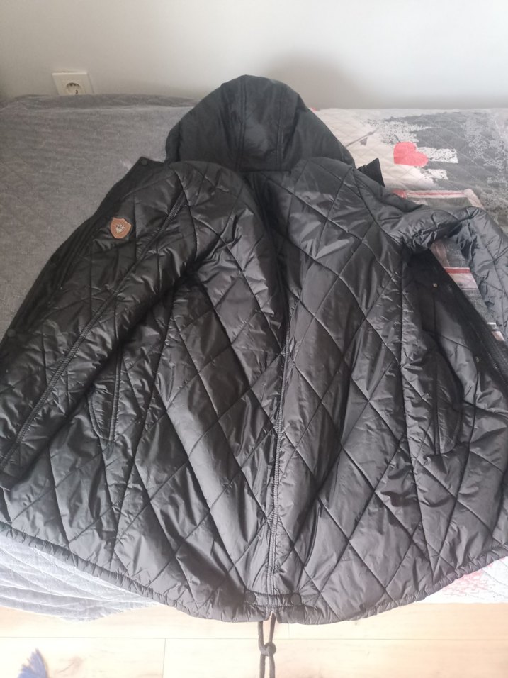 Rosso Bianco Düğmeli Siyah Kadın Mont Kapitone Kumaş - Görsel 5