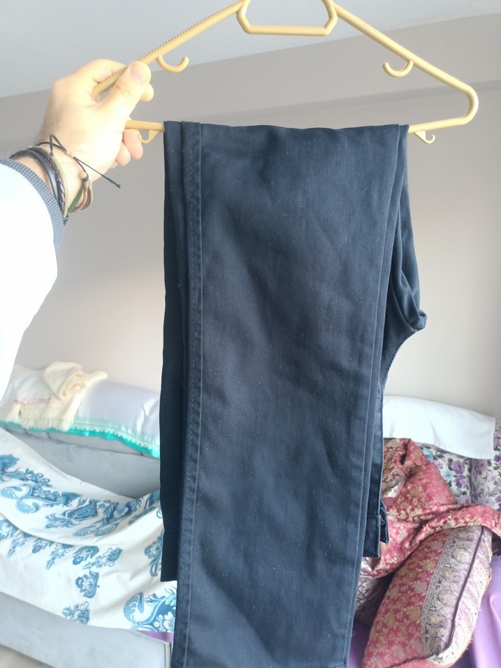 Koyu Lacivert Düz Kesim Chino Pantolon - Görsel 2