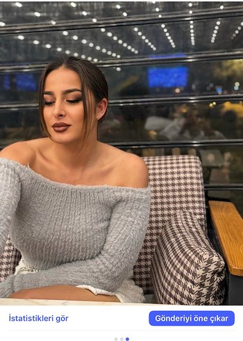 Gri Kürklü Kadın Triko Kazak - Görsel 3