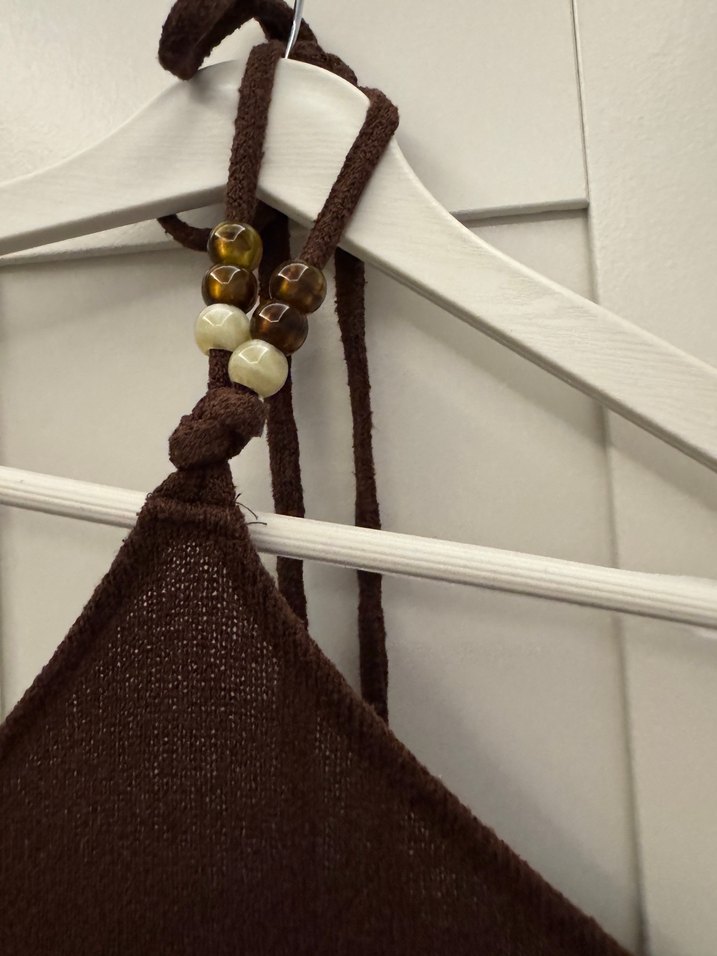 Kadın Kahverengi Bohem Midi Triko Elbise - Görsel 2