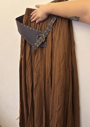 Perçinli Kahverengi Deri Kadın Kemer - Görsel 2