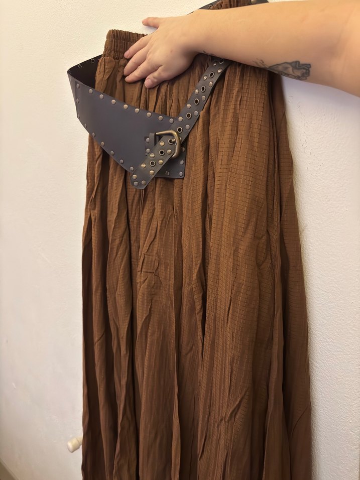 Perçinli Kahverengi Deri Kadın Kemer - Görsel 2