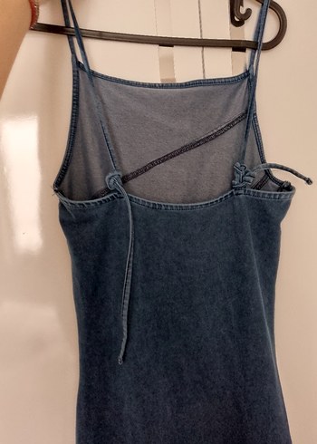 Kadın Lacivert Uzun Kot Elbise - Görsel 3