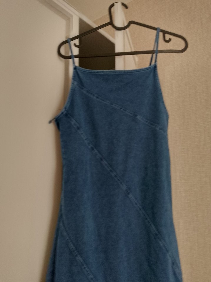 Kadın Lacivert Uzun Kot Elbise - Görsel 2