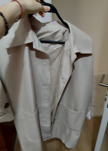 Bej Düğmeli Midi Kadın Trençkot - Görsel 2