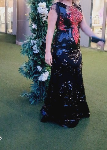 Turkuaz Drapeli Tek Omuzlu Uzun Abiye Elbise - Görsel 3