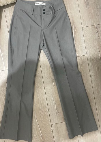 Gri düşük bel ofis görünüm pantolon - Görsel 4