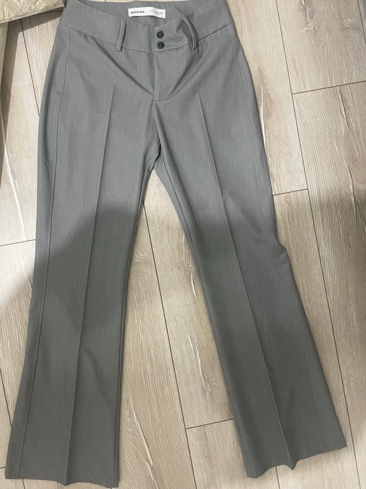 Gri düşük bel ofis görünüm pantolon - Görsel 4