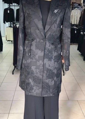 Siyah Desenli Uzun Kadın Takım - Görsel 2