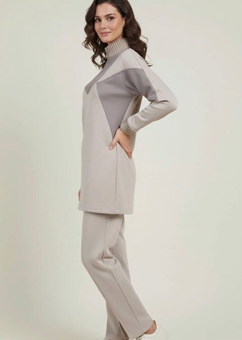 Gri Yüksek Yaka Kadın Eşofman Takımı - Görsel 2