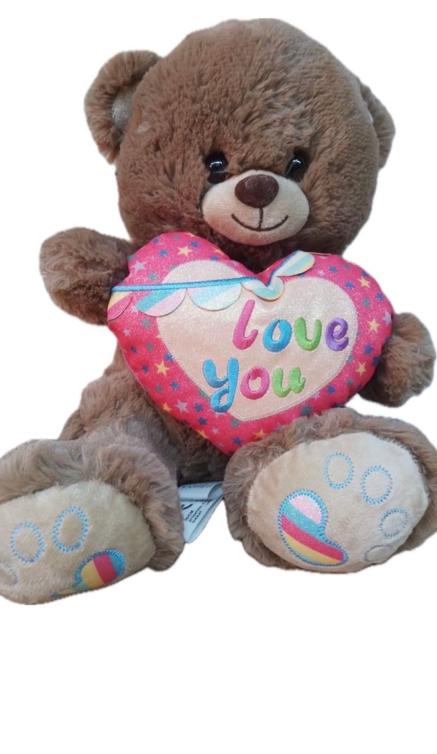 Renkli Kalp Detaylı Kahverengi Peluş Ayı - Görsel 2
