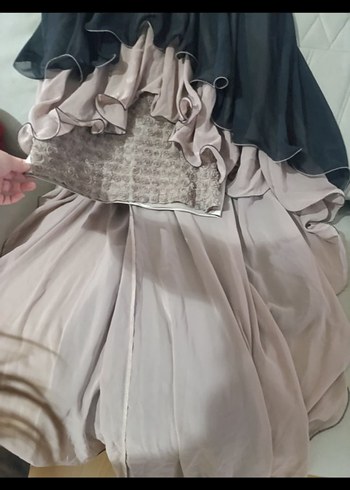 Gri Straplez Uzun Abiye Elbise - Görsel 4