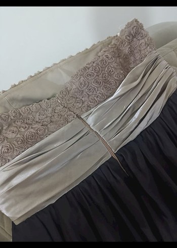 Gri Straplez Uzun Abiye Elbise - Görsel 5