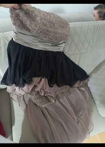 Gri Straplez Uzun Abiye Elbise - Görsel 3