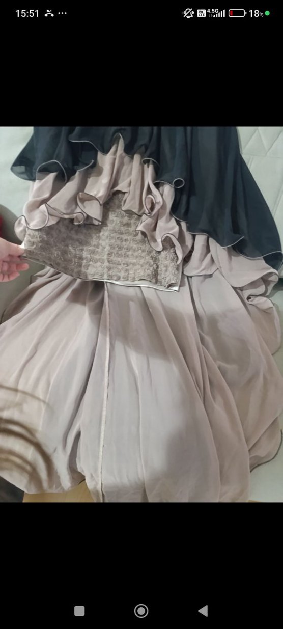 Gri Straplez Uzun Abiye Elbise - Görsel 4