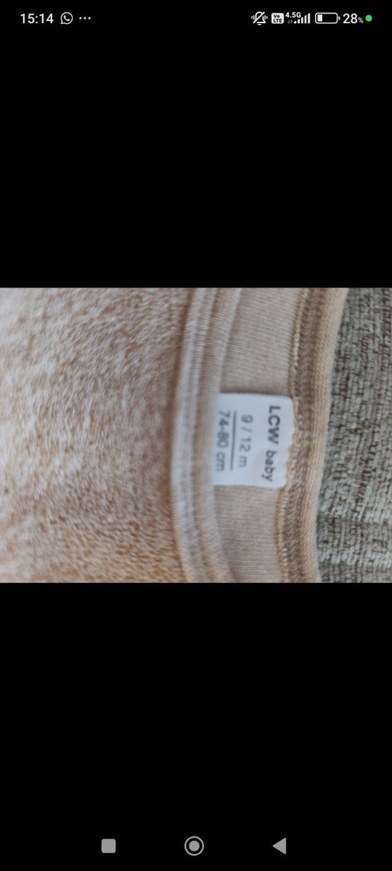 Bej Örgü Kısa Kollu Bebek Takımı - Görsel 2