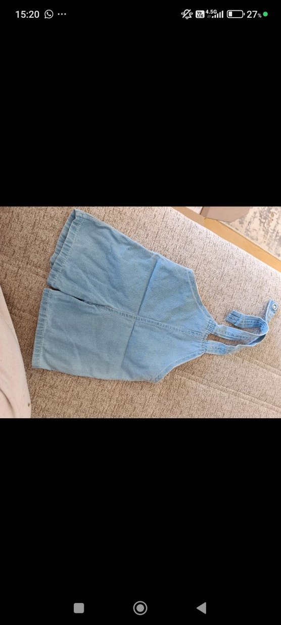 Renkli Nakışlı Erkek Çocuk Kot Şort Tulum - Görsel 2