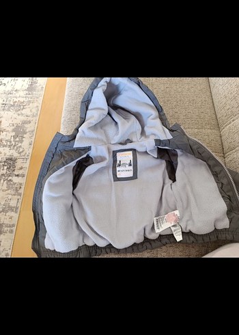 Erkek Çocuk Gri Kapüşonlu Fermuarlı Mont - Görsel 3