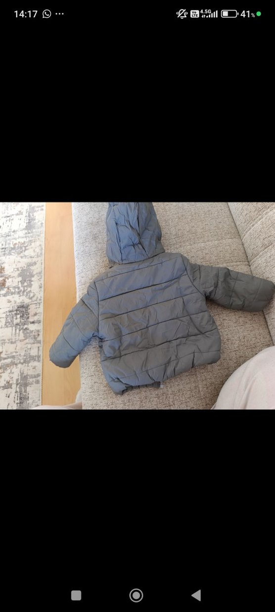 Erkek Çocuk Gri Kapüşonlu Fermuarlı Mont - Görsel 2