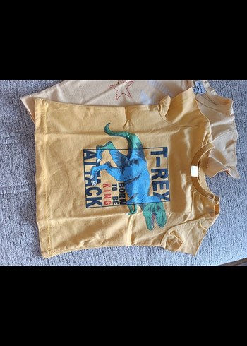 Erkek Çocuk Sarı Baskılı Kısa Kollu Tişört - Görsel 3