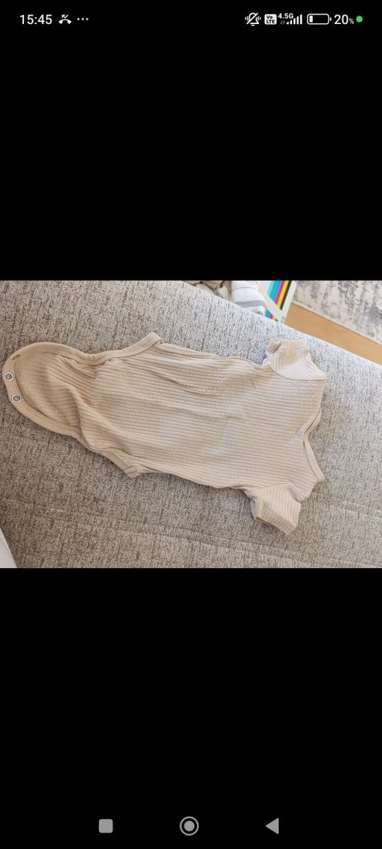 Bej Kısa Kollu Bebek Body - Görsel 2