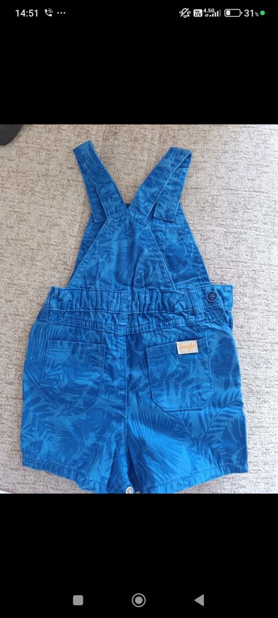 Mavi Erkek Denim Tulum, Bağlama Desenli - Görsel 2