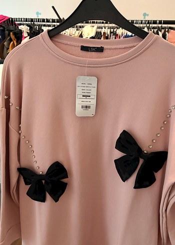 Pembe Fiyonklu Kadın Sweatshirt - Görsel 2