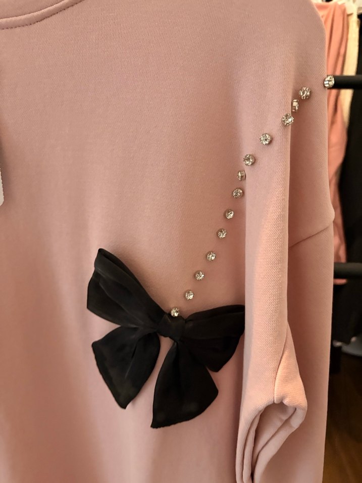 Pembe Fiyonklu Kadın Sweatshirt - Görsel 3