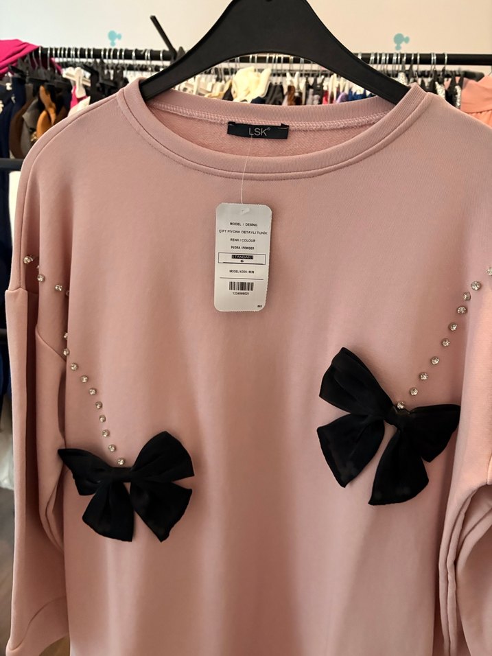 Pembe Fiyonklu Kadın Sweatshirt - Görsel 2