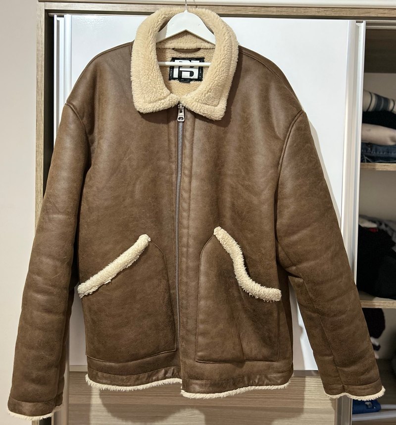 Kürklü Kahverengi Deri Unisex Ceket - Görsel 2