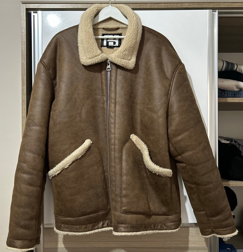 Kürklü Kahverengi Deri Unisex Ceket - Görsel 3