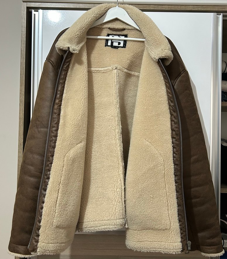 Kürklü Kahverengi Deri Unisex Ceket - Görsel 5