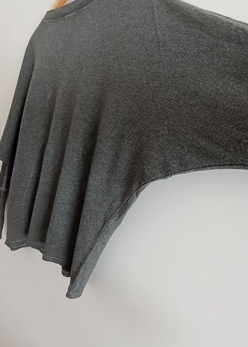 Gri V Yaka Fermuarlı Kadın Triko - Görsel 5