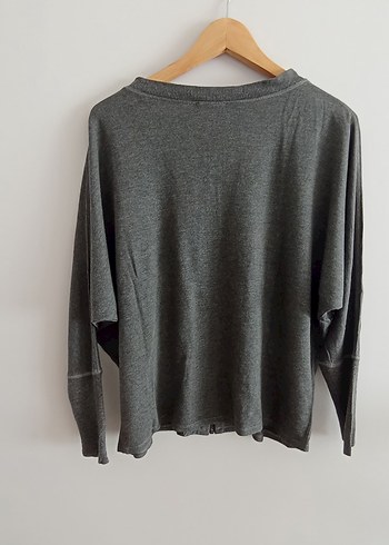 Gri V Yaka Fermuarlı Kadın Triko - Görsel 4