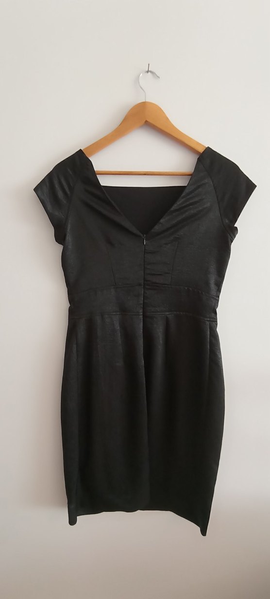 Siyah Kısa Kollu Midi Kadın Abiye Elbise - Görsel 3