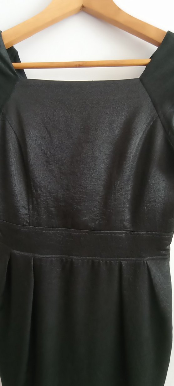 Siyah Kısa Kollu Midi Kadın Abiye Elbise - Görsel 2