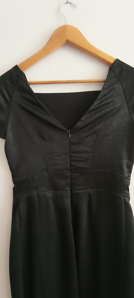 Siyah Kısa Kollu Midi Kadın Abiye Elbise - Görsel 4